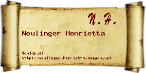 Neulinger Henrietta névjegykártya